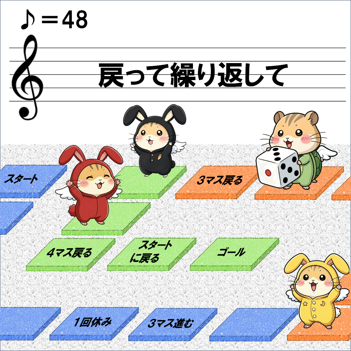音楽解説４コマ漫画、リピート記号