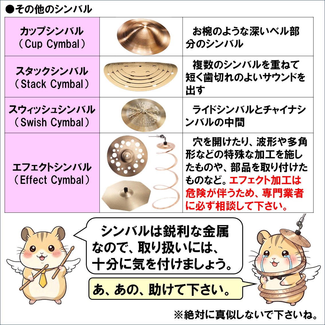 楽器解説４コマ漫画、シンバル